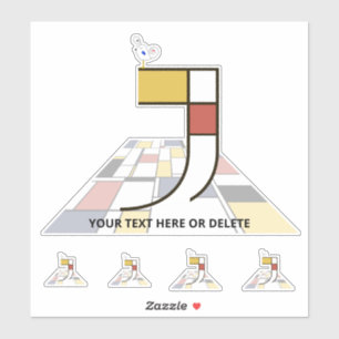 Pegatina Neoplasticismo sublime Monograma de Arte. Letra J