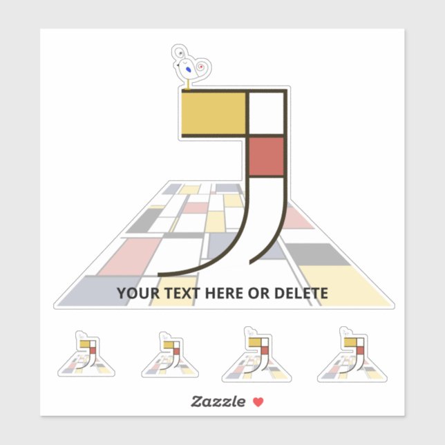 Pegatina Neoplasticismo sublime Monograma de Arte. Letra J (Hoja)