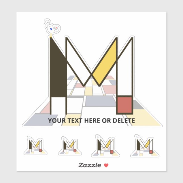 Pegatina Neoplasticismo sublime Monograma de Arte. Letra M (Hoja)