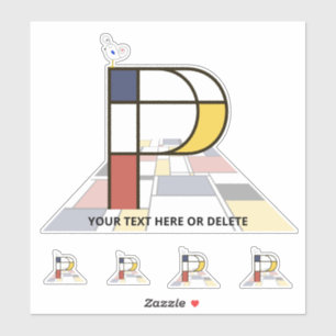 Pegatina Neoplasticismo sublime Monograma de Arte. Letra P