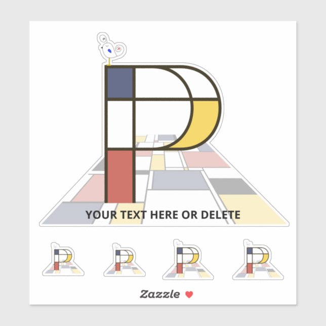 Pegatina Neoplasticismo sublime Monograma de Arte. Letra P (Hoja)