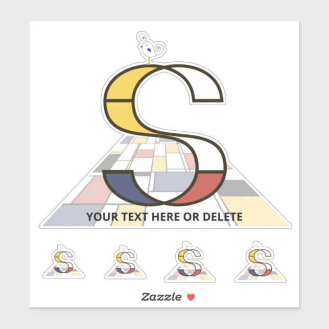 Pegatina Neoplasticismo sublime Monograma de Arte. Letra S (Hoja)