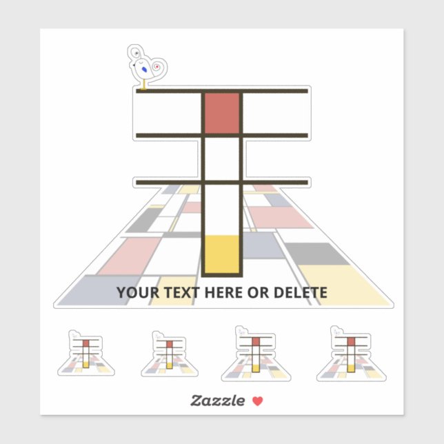 Pegatina Neoplasticismo sublime Monograma de Arte. Letra T (Hoja)