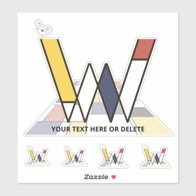 Pegatina Neoplasticismo sublime Monograma de Arte. Letra W (Hoja)