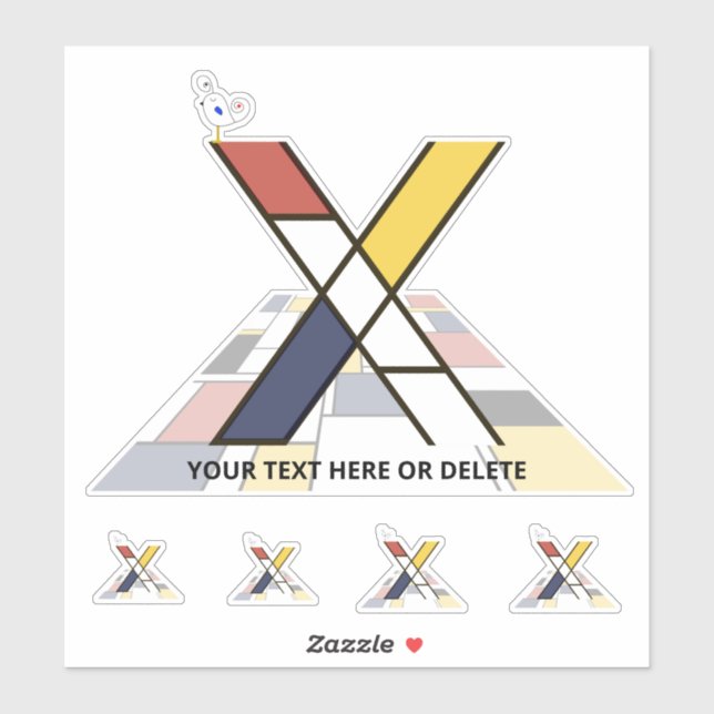 Pegatina Neoplasticismo sublime Monograma de Arte. Letra X (Hoja)