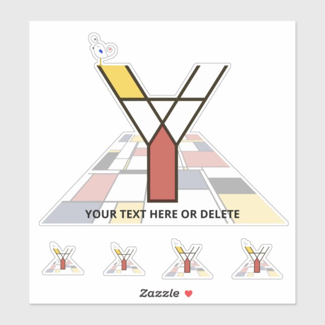 Pegatina Neoplasticismo sublime Monograma de Arte. Letra Y (Hoja)