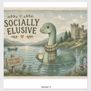 Pegatina Nessie esquiva socialmente críptido acogedor Loch 