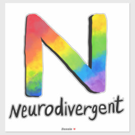 Pegatina Neurodivergente (N de tinte arcoiris)