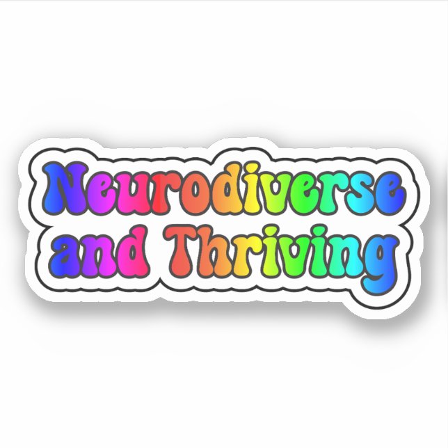 Pegatina Neurodiversa y pujante Neurodiversidad arcoiris (Anverso)