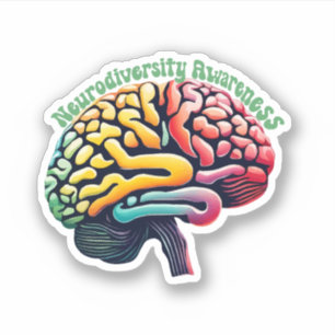 Pegatina Neurodiversidad Sensibilización Ilustracion cerebr