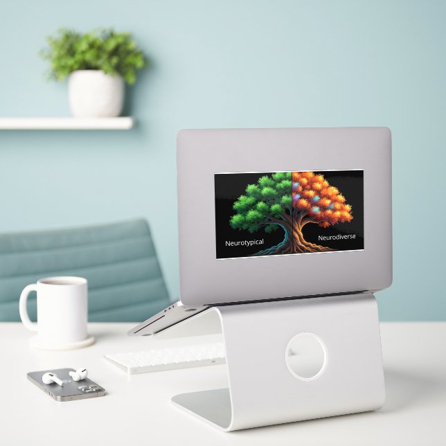 Pegatina Neurotypical vs. Neurodiverse (Ordenado portátil  en el escritorio)