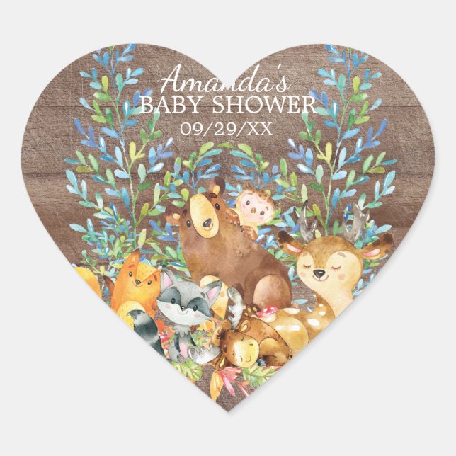Pegatina Neutral Baby Shower Favor de los animales (Anverso)
