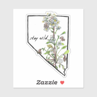 Pegatina Nevada Stay Wild White Flower State Shape