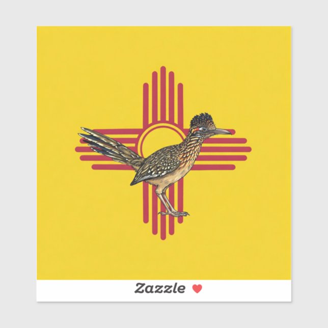 Pegatina New Mexico and the Roadrunner  (Hoja)