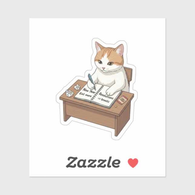 Pegatina New Year Resolution Cat Eat More Treats Planner (Hoja)
