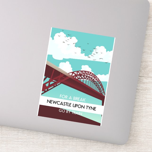 Pegatina Newcastle sobre el poster del puente Tyne. (Detalle)