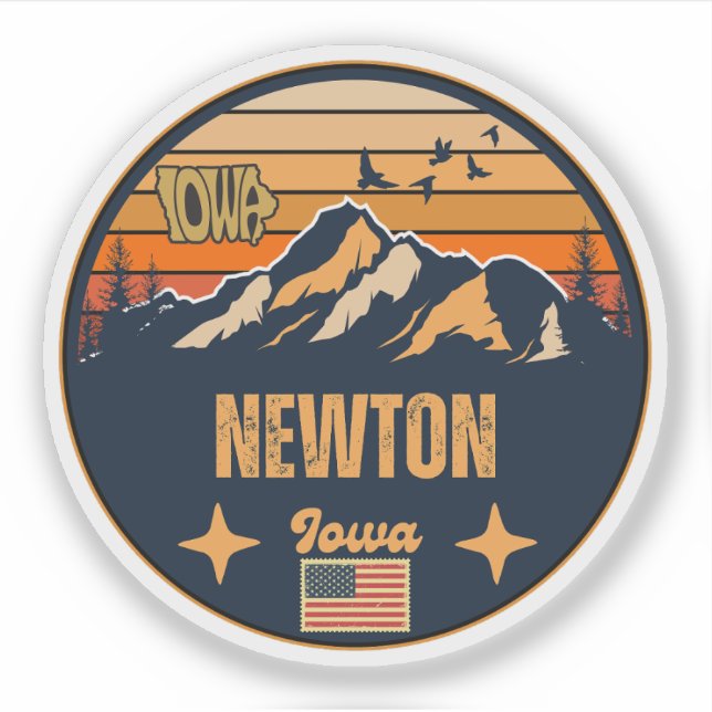 Pegatina Newton, Iowa (Anverso)