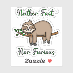 Pegatina Ni Rápido, Ni Furioso Lazy Sleepy Sloth
