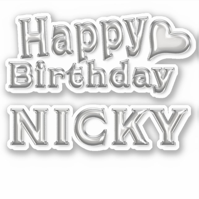 Pegatina Nicky Happy Birthday silver Aufkleber Sticker (Anverso)