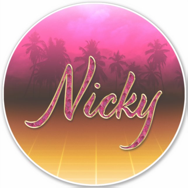 Pegatina Nicky Vorname Name golden pink Aufkleber Sticker (Anverso)