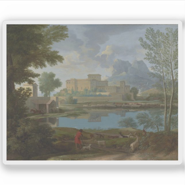 Pegatina Nicolas Poussin - Paisaje con calma (Anverso)