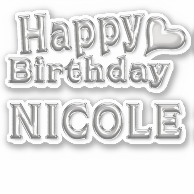 Pegatina Nicole Happy Birthday silver Aufkleber Sticker (Anverso)