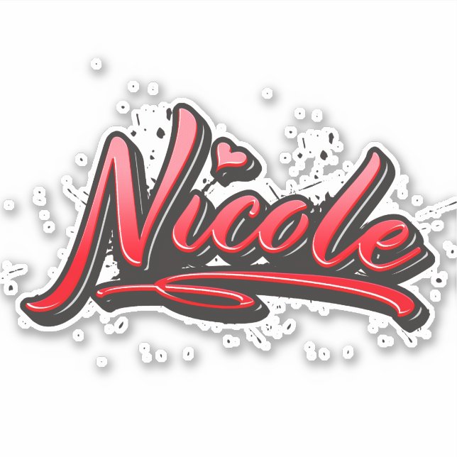 Pegatina Nicole red Heart Graffiti Aufkleber Sticker (Anverso)