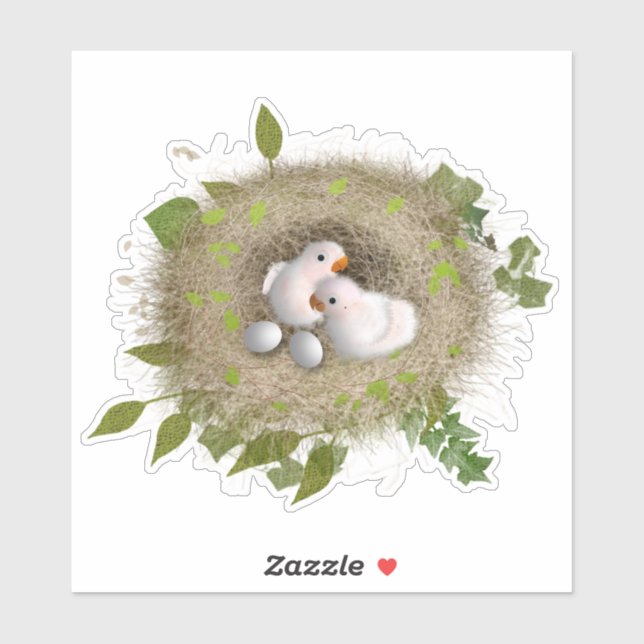 Pegatina Nido de pájaros Personalizado-Sticke de vinilo cor (Hoja)