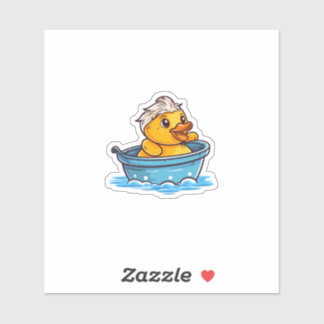 Pegatina Niedliche gelbe kawaii Gummi-Ente in Badewanne