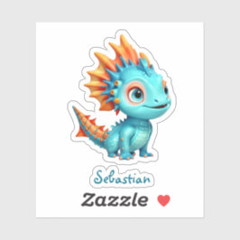 Pegatina Niedlicher Alien-Drache, türkis -