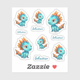 Pegatina Niedlicher Alien-Drache, türkis -