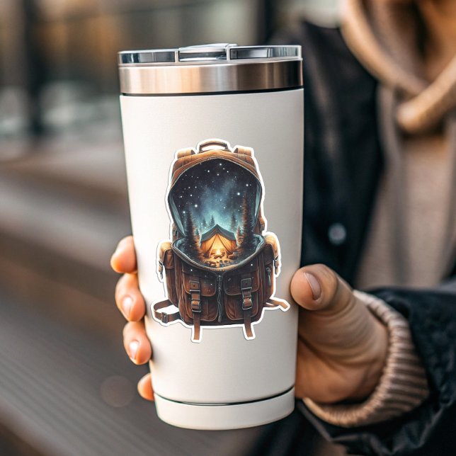 Pegatina Nighttime Camp Backpack Sticker | Die-Cut Sticker (Nighttime Camp Backpack Sticker | Die-Cut Sticker by PiggyPrint Stickers. )