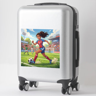 Pegatina Niña de dibujos animados linda jugando fútbol