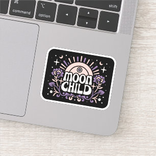 Pegatina Niña de la luna bruja púrpura whimsigoth estética