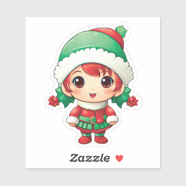 Pegatina Niña Elfa Xmas Magic (Hoja)
