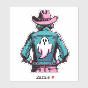 Pegatina Niña fantasmal con arte pop fantasma