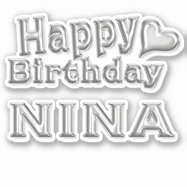 Pegatina Nina Happy Birthday silver Aufkleber Sticker (Anverso)
