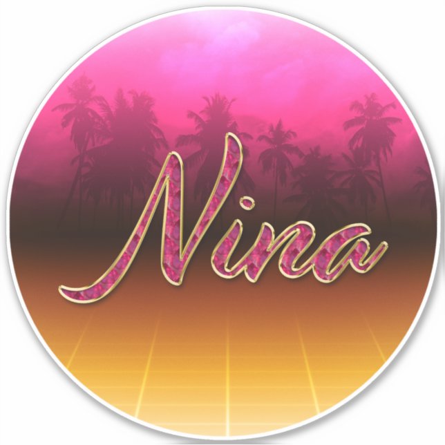 Pegatina Nina Vorname Name golden pink Aufkleber Sticker (Anverso)