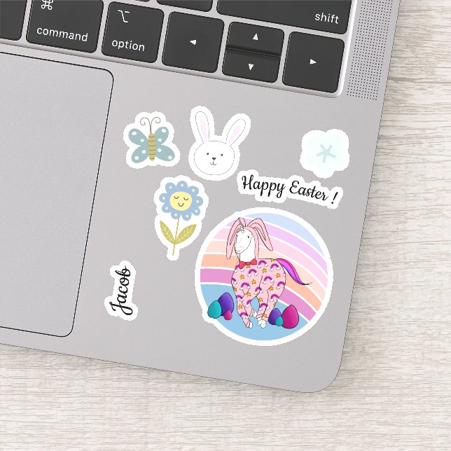 Pegatina Niñera con unicornio de pascua en Bunnicorn (Detalle)