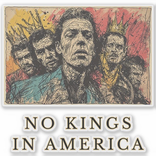 Pegatina Ningún Rey En La Democracia Estadounidense (Anverso)