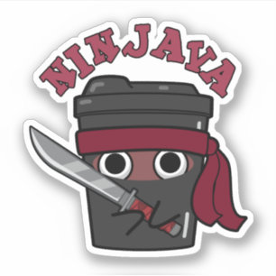 Pegatina Ninjava Funny Ninja Java Coffee Pun
