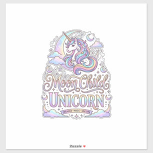 Pegatina Niño de la Luna Unicornio Diseño Original de Zazzl