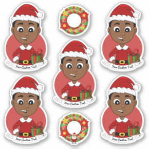 Pegatina Niño personalizado de Navidades afroamericanos