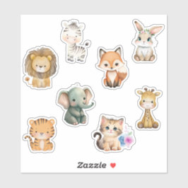 Pegatina Niños Acuarela Animales