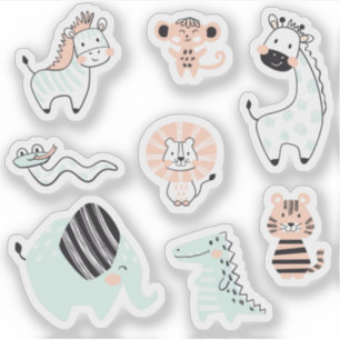 Pegatina Niños animales salvajes de safari