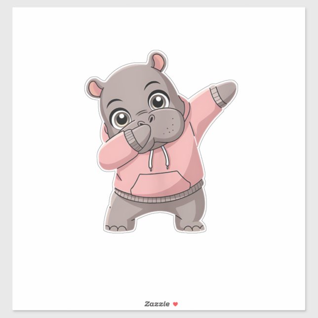 Pegatina Niños Chicas de Hippo Cute Pygmy (Hoja)