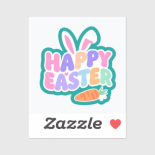 Pegatina Niños de conejito de Pascua Feliz