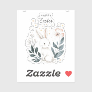 Pegatina Niños de conejito de Pascua Feliz