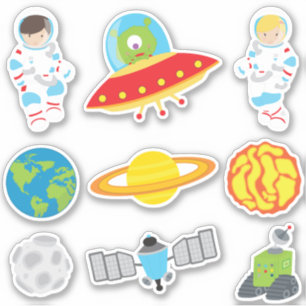 Pegatina Niños de exploración espacial educacionales