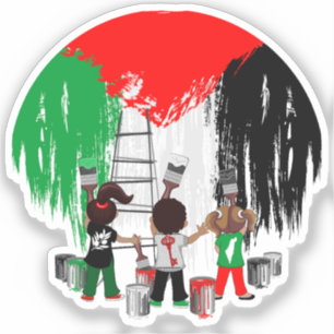 Pegatina Niños de Gaza pintando la bandera de Palestina 